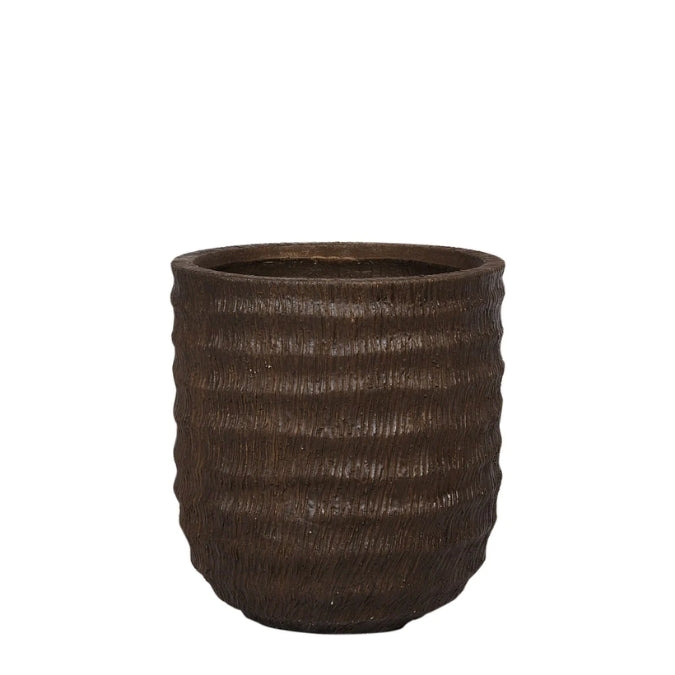 Antique Brown Palm Texture Round Finconstone Tree Pot
