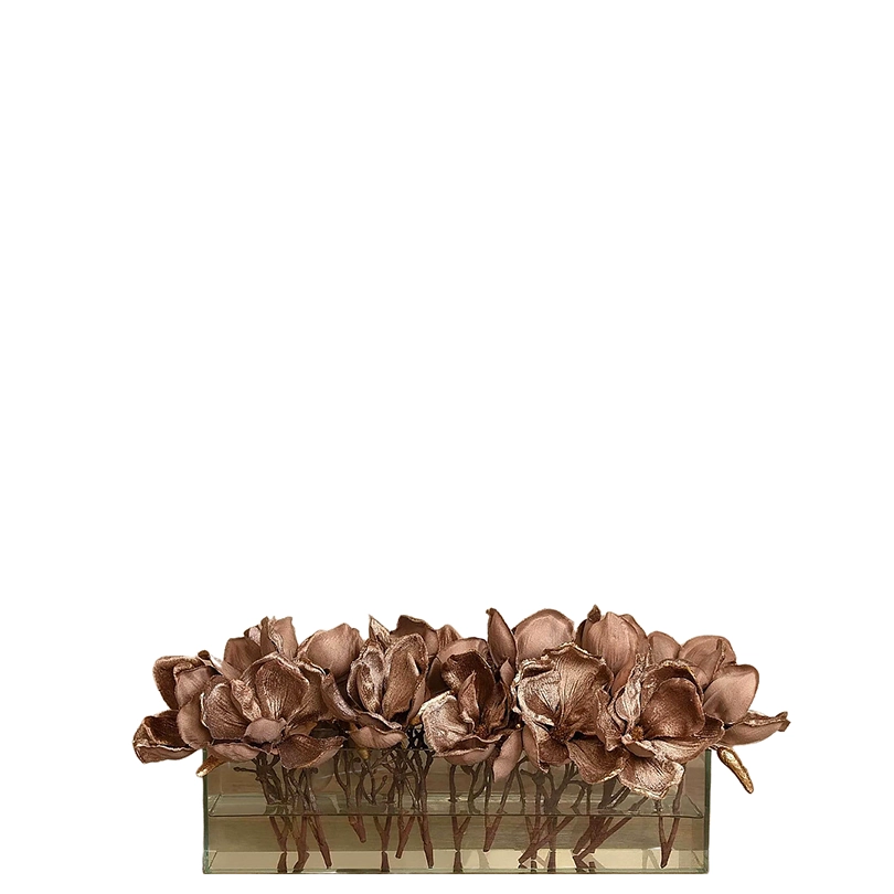 Velvet Magnolia in Glass Vase