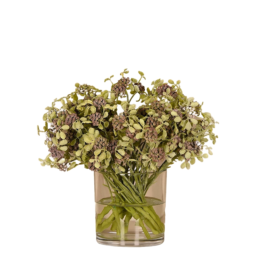 Sedum Arrangement in Glass Vase