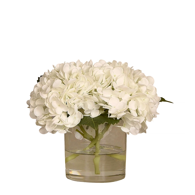 Hydrangea Arrangement in Round Glass Vase