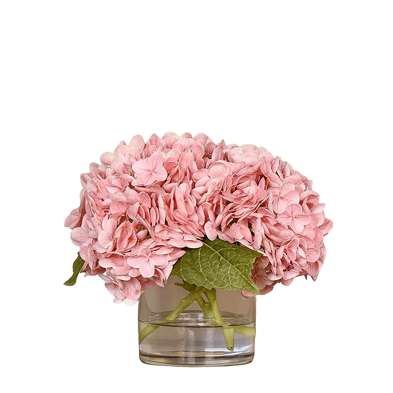Hydrangea Arrangement in Round Glass Vase