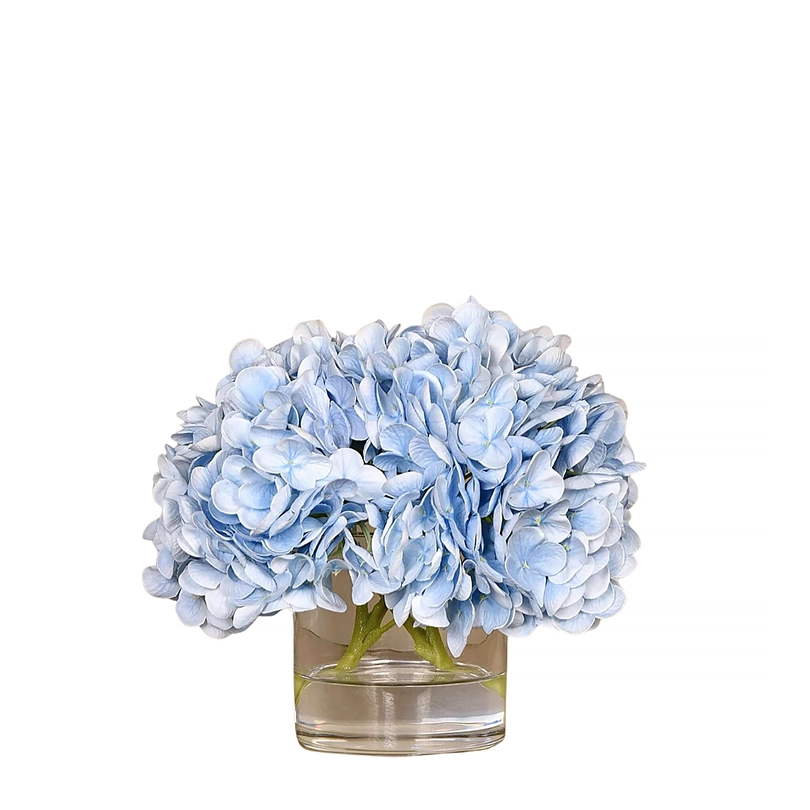 Hydrangea Arrangement in Round Glass Vase