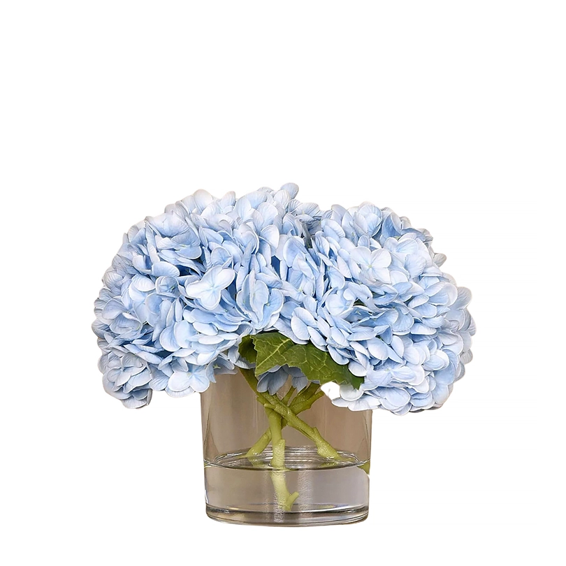 Hydrangea Arrangement in Round Glass Vase