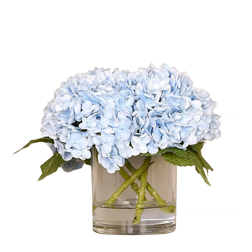 Hydrangea Arrangement in Round Glass Vase