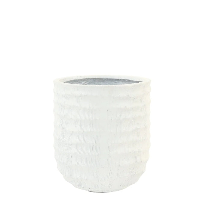 White Palm Texture Round Finconstone Pot