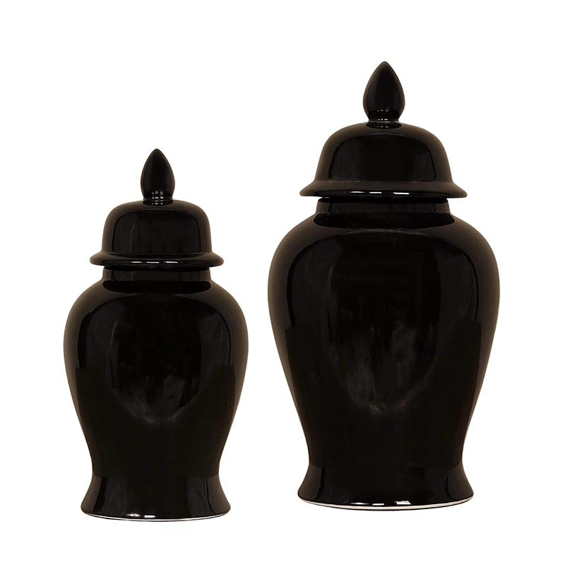 Glossy Black Ceramic Jar