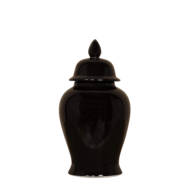 Glossy Black Ceramic Jar