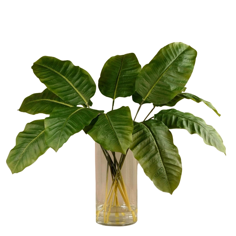 Banana Leaf Arrangement in Glass Vase
