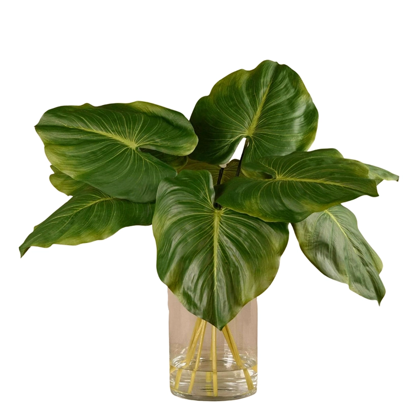 Canna Leaf Arrangement in Glass Vase