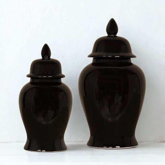 Glossy Black Ceramic Jar