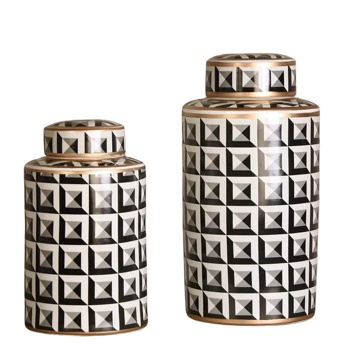 Luxurious Jar Black White Small