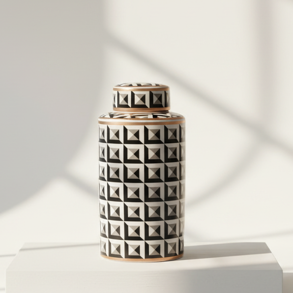 Luxurious Jar Black White LARGE