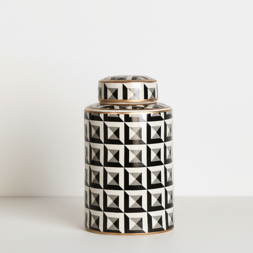 Luxurious Jar Black White Small