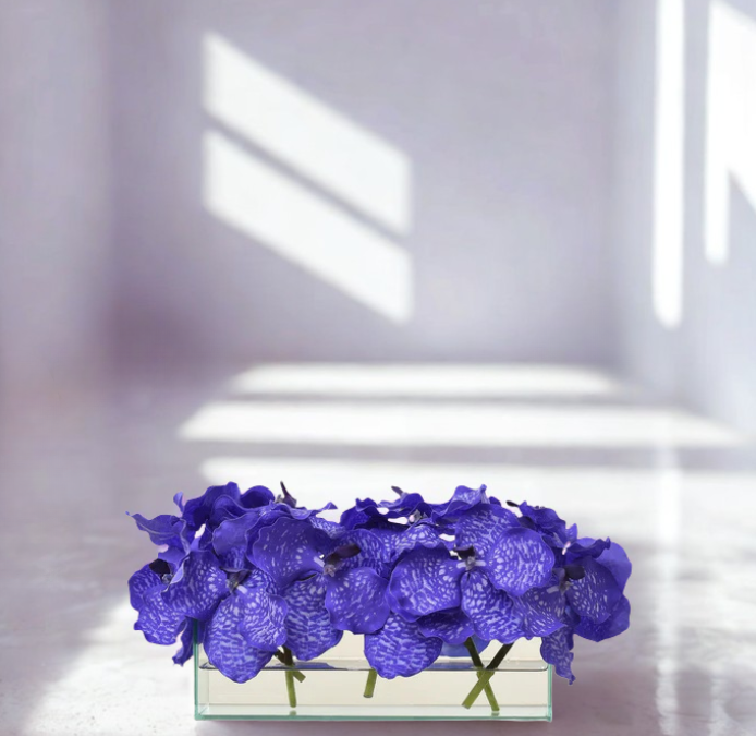 PURPLE Vanda Arrangement in Rectangular Glass