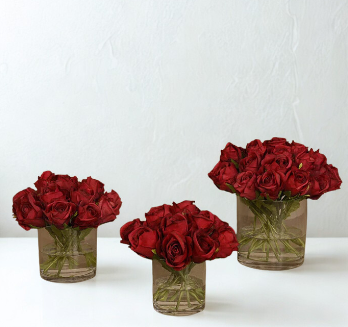 RED Rose Arrangement in Glass Vase LARGE