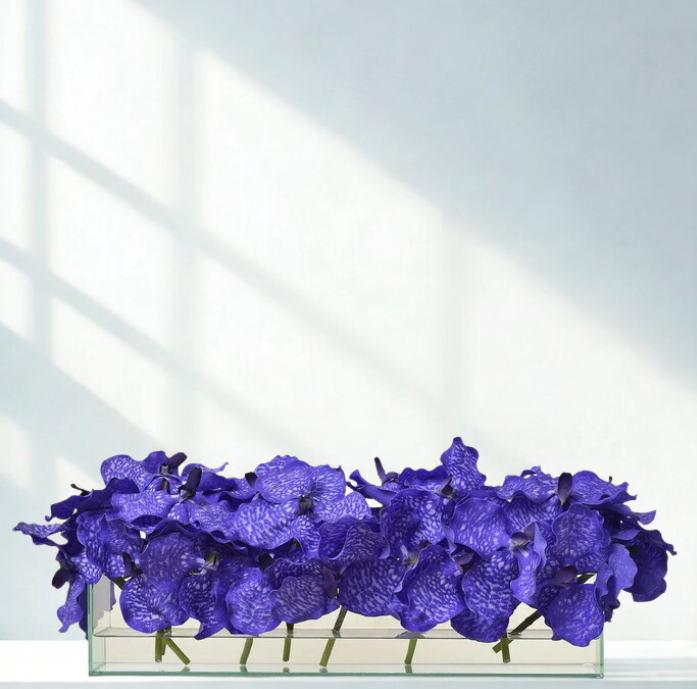 PURPLE Vanda Arrangement in Rectangular Glass